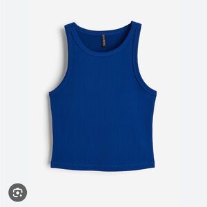 Blue Fitted Crop Tank Top